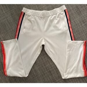 TORY BURCH SPORT Colorblock Track Pants Ivory w/ Multi Color Side Stripes L